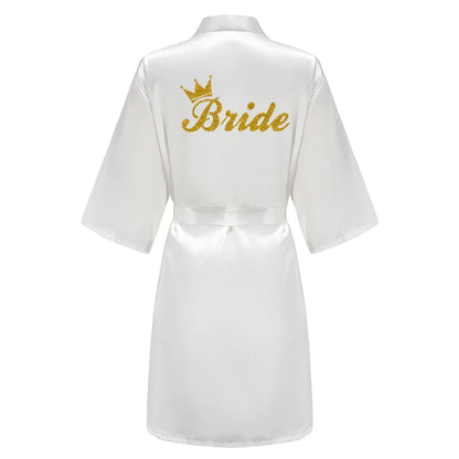 Wedding Bride Bridesmaid Robe Dressing Gown Sexy Women Bathrobe Nightgown Short Sleepwear Casual Flower Kimono Geisha M L XL