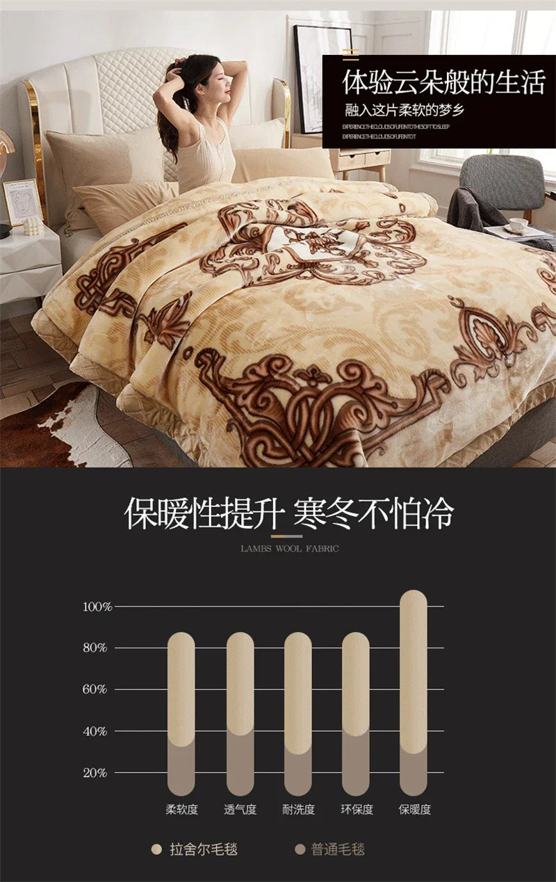 New Warm Weighted Blankets for Beds High End Thicken Warmth Raschel Blanket for Winter Autumn Double Side Plush Comforter Quilt