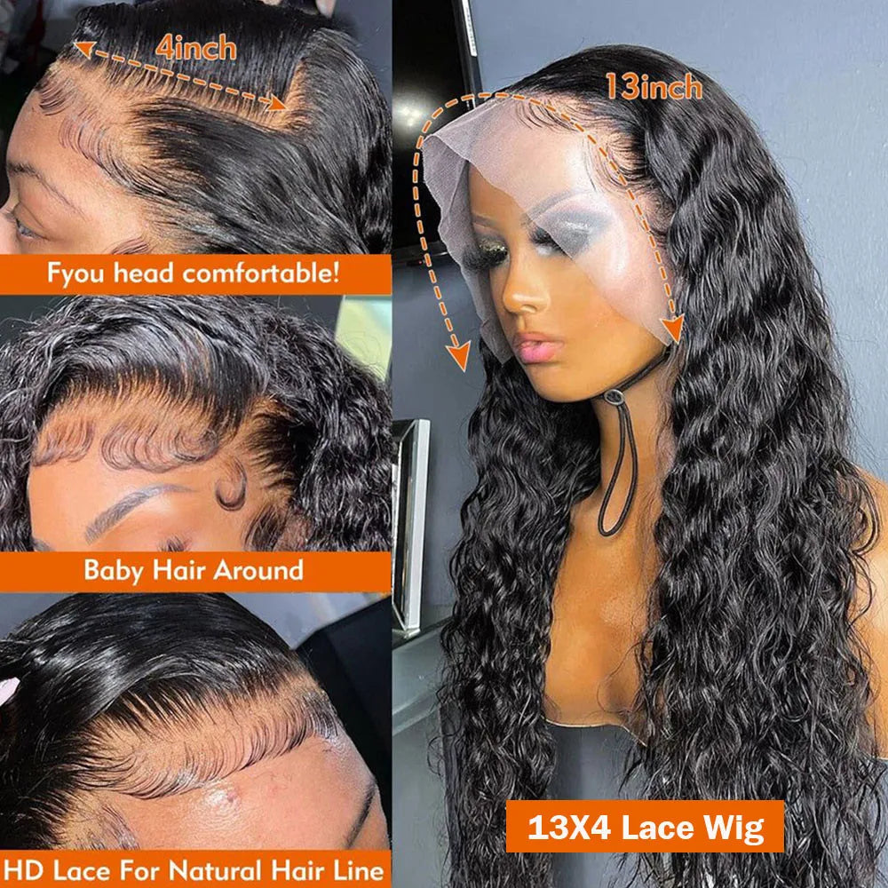 30 40 Inch 13x6 Hd Curly Lace Front Human Hair Wigs Brazilian For Black Women Preplucked 13x4 Deep Wave Frontal Wig Wet And Wavy