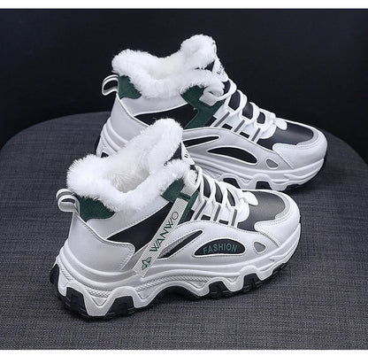 Women's Casual Sneakers Non Slip Comfortable Sports Shoes Women Winter Outdoor Vulcanized Shoes Woman Fleece Walking Trainers