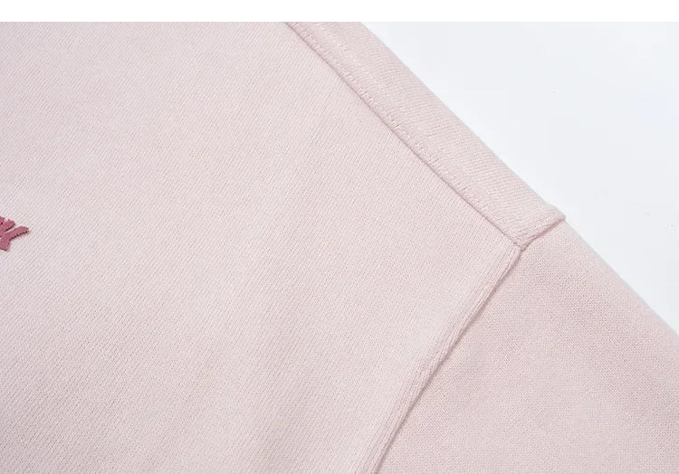 Light Pink Lettered Oversized Shoulder Sweatshirt Women's Full Sleeve round Neck Spring Autumn New Style Comfortable Casual Top