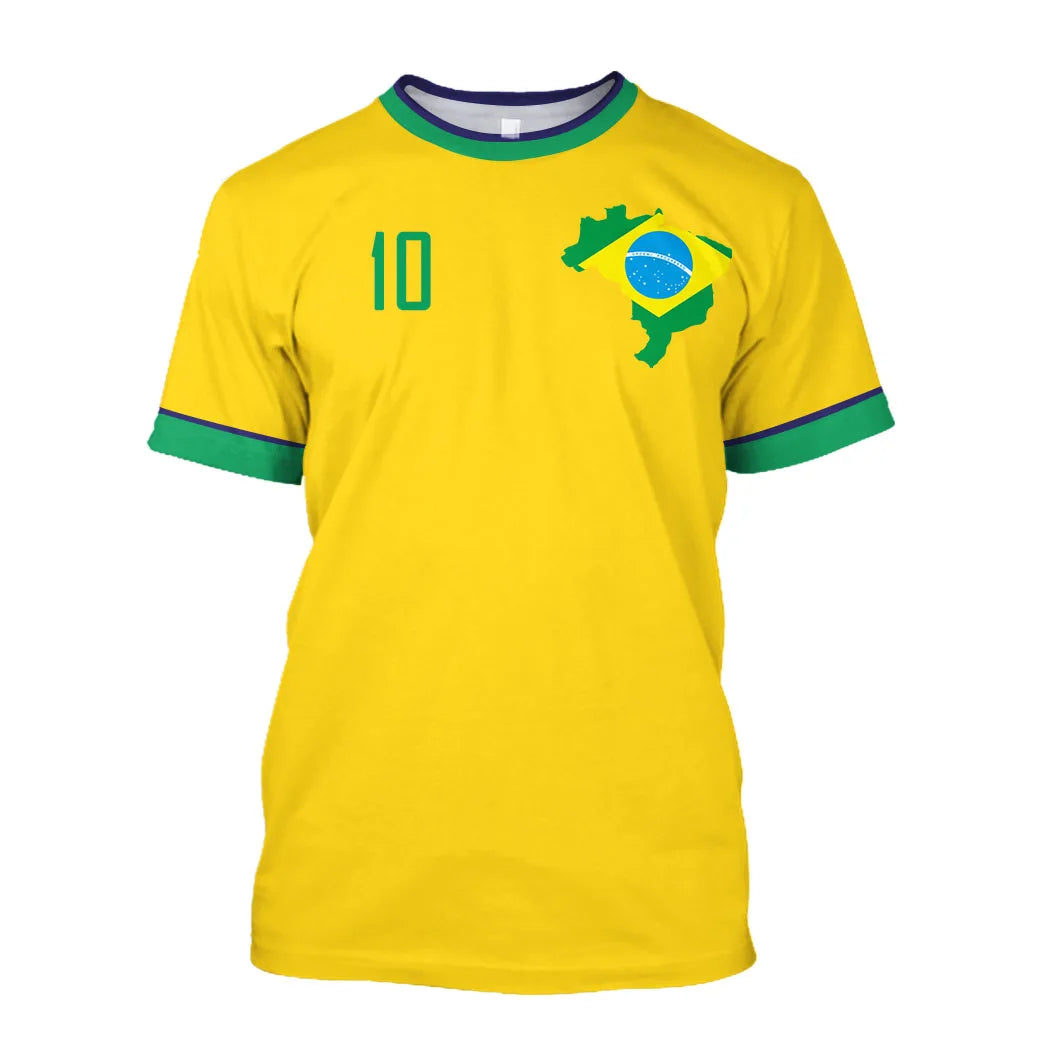 2023 New Brazil Jersey T-shirt Fine Design Brazilian Select Shirt O Neck Oversized Football Team Casual Streetwear Mens Clothing
