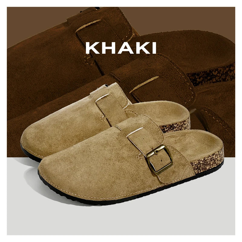 Women's Casual Closed Toe Flip-flops Summer Outdoor Slippers Couple's Flannel Sandals Comfortable Non-slip Wear-resistant Slides