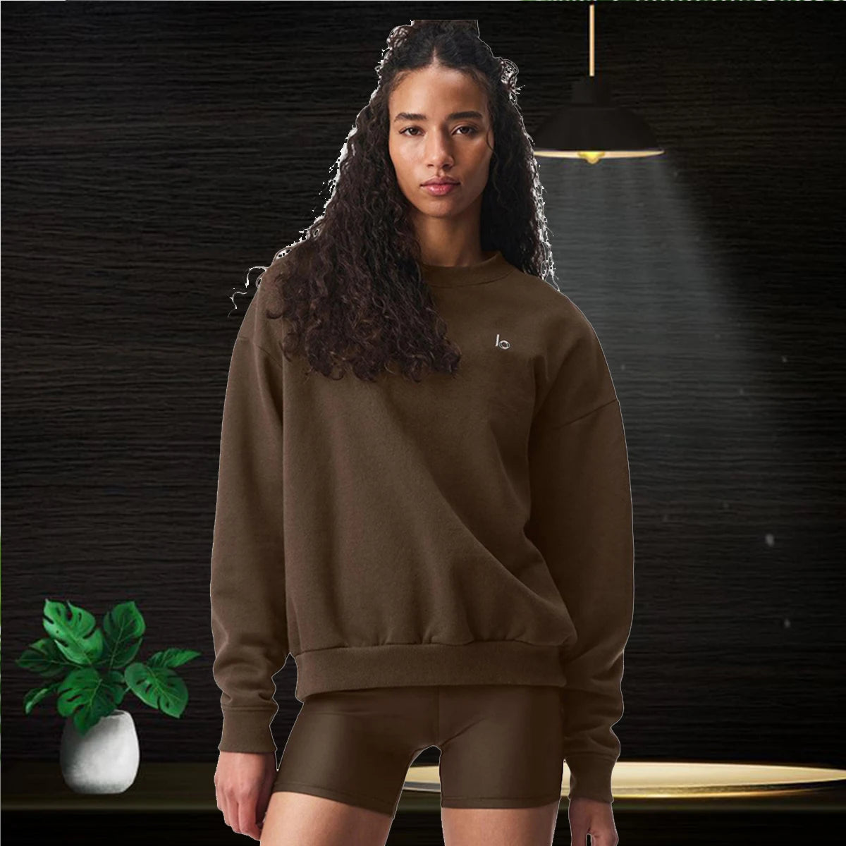 Fashion Loose Casual O-Neck Sports Hoodies Autumn Coffee Women's Sweatshirts Classic Cotton Pullovers Long Sleeves Top Women