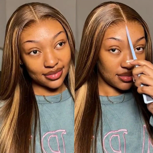 Highlight Wig Human Hair Ombre HD Lace Wig 13x6 Bone straight Human Hair Frontal Wig Brazilian 13x4 Bone Straight Wigs For Women