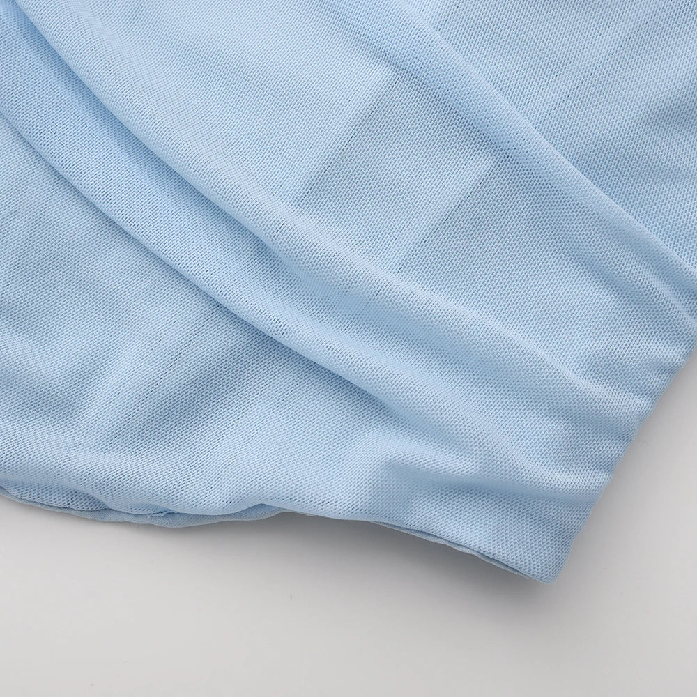 Mingmingxi Elegant Maxi Wedding Guest Dress Set Sexy Strapless Blue Cropped Top Set Bodycon Holiday Party Dresses Women