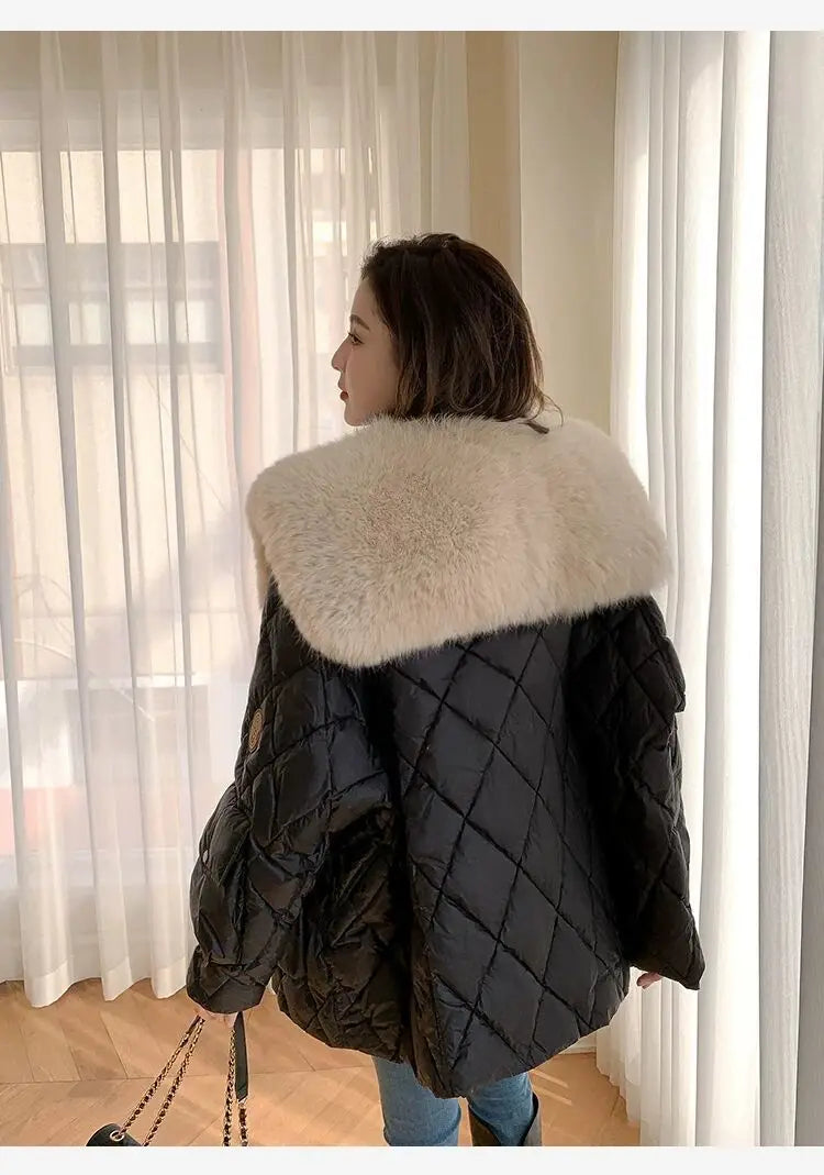 Women’s Color-coded Casual Trendy Simple Luxury Turn-down Collar Long Sleeve Quilted Jackets Female Coats Parkas Clothes Tops