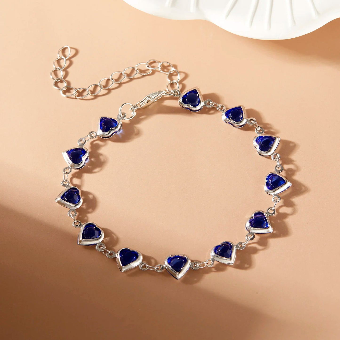 Elegant Red Crystal Zircon Metal Chain Bracelets for Women Colorful Heart Bracelets Party Wedding Girl Wrist Jewelry Gift