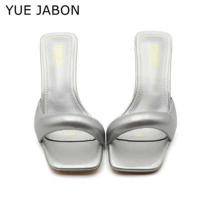 Black Red High Heel Slippers Women Open Toe Slingback Sandals Female Pumps Square Toe Summer Simple Designer Heeled Sandals