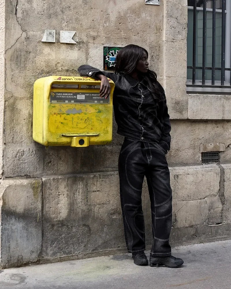 New Retro Striped Embroidery Fashion Loose Men Suit Street Hip Hop Harajuku Y2K Casual Oversized Single Breasted Jacket