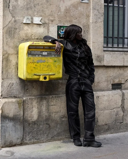 New Retro Striped Embroidery Fashion Loose Men Suit Street Hip Hop Harajuku Y2K Casual Oversized Single Breasted Jacket