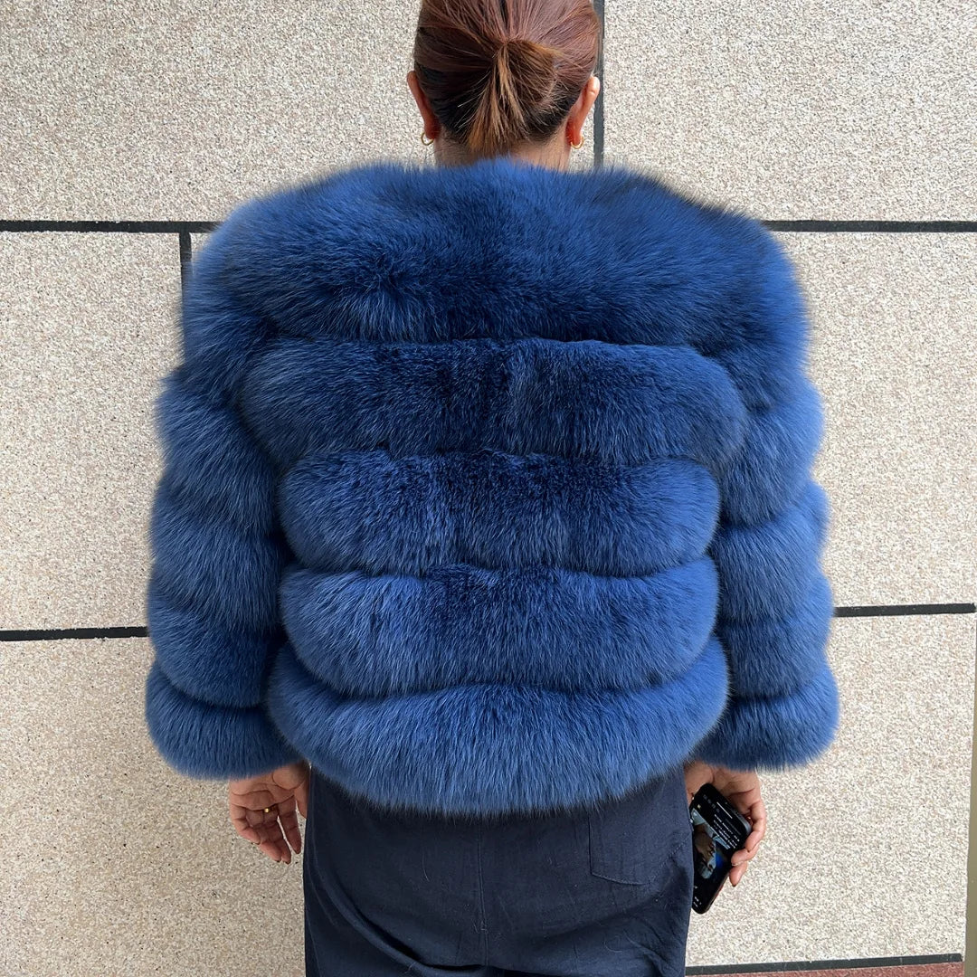 New Real fox fur coat women's winter warm 100% natural fur jacket Short Raccoon fur coat women's  high quality hot sale