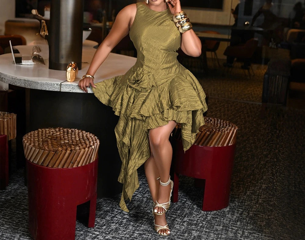 Womens Dresses Irregular Elegant Party Dresses Female Clothing Flower Prom Evening Dresses Wedding Guest Woman Dress HXY269