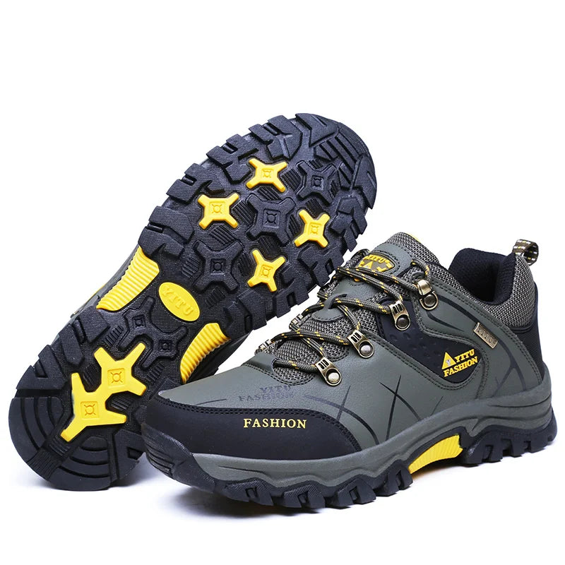 Shoes for Men 2026 New Men Sneakers Leather Waterproof Mountaineering Camping Hiking Shoes Thick Sole Comfortable Running Shoes