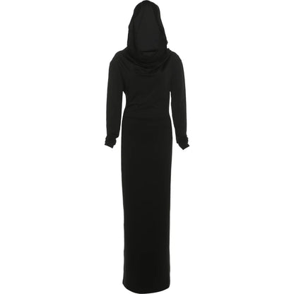 Sisterlinda Casual Hooded Long Dresses Woman Autumn Trend Swing Collar Full Sleeve Skinny High Stretch Solid Elegant Vestidos