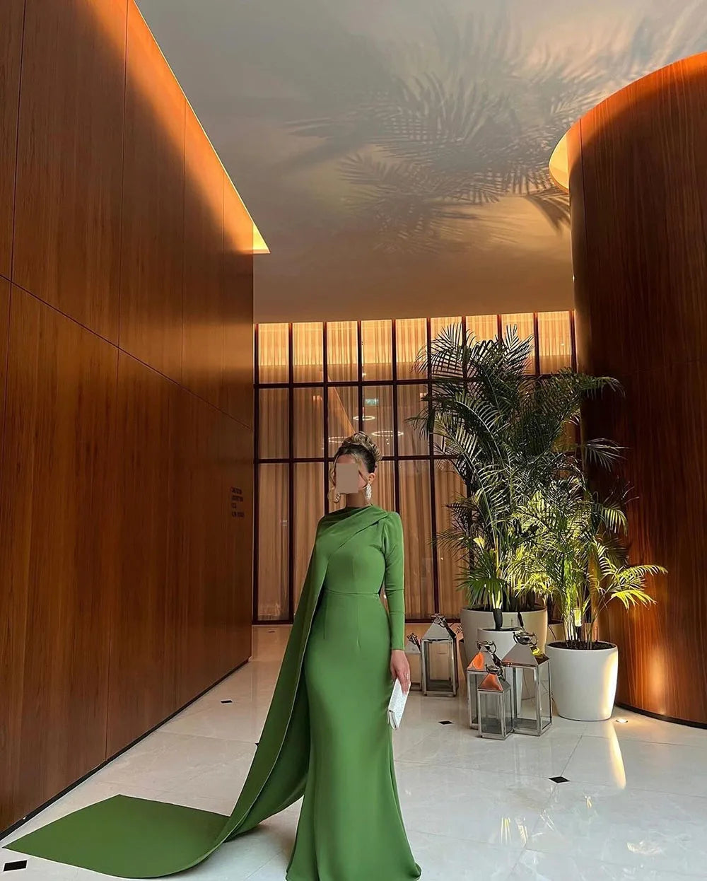 Msikoods Green Mermaid Evening Dress luxurious Customized Long Sleeve Arabic Prom Dress 2025&2026 Women Modest Formal Party Dress