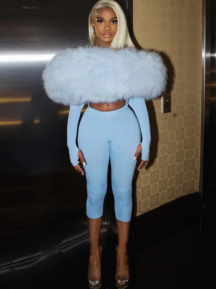 Sisterlinda Furry Patchwork Jumpsuit Woman Slash Neck Sexy Hollow Full Sleeve Backless Peach Hip Hottie Street Fashion Overalls