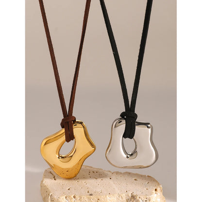 Youthway Trendy Stainless Steel Waterproof Irregular Geometric Metal Wax Rope Necklace Gold Silver For Women Jewelry Gift