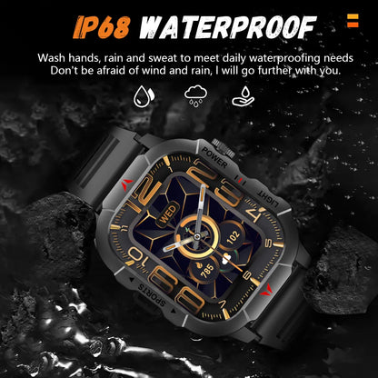 LAXASFIT New Smart Watch 2.01 Display Men Sports Watch LED Flashlight Bluetooth Call Health Monitor IP68 Waterproof Smart Watch