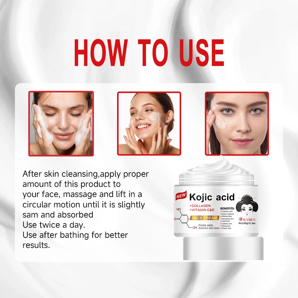 SUYARUN Propolis Vitamin E Kojic Acid Cream - Brightening, Moisturizing, Anti-Aging, Dark Spot Removal, All Skin Types.