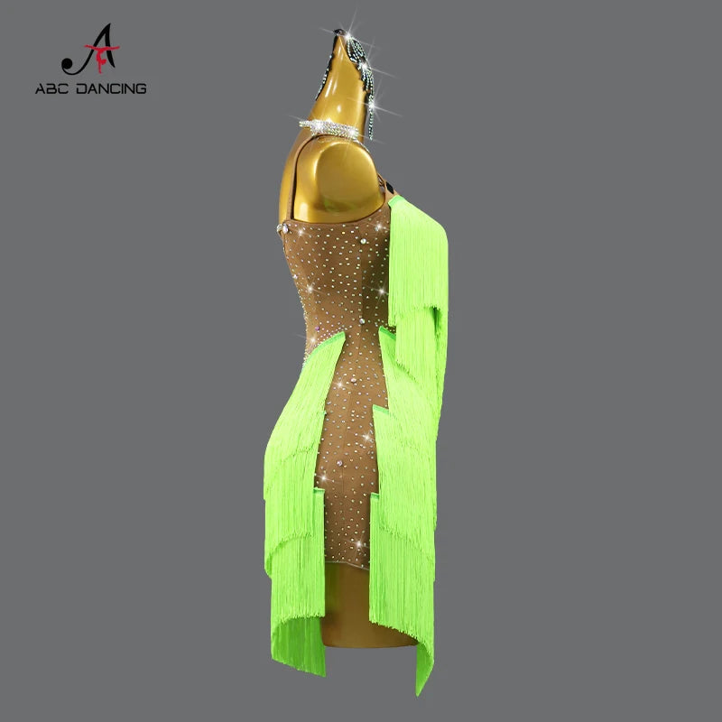 2025 New Latin Dance Dress Adult Womens Sexy Short Skirt Tassel Clothes Ballroom Practice Wear Line Suit Prom Costume Customized