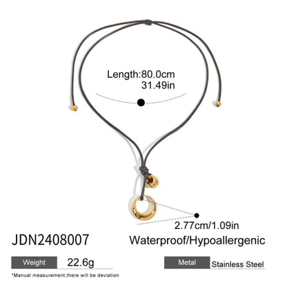 Youthway Trendy Stainless Steel Waterproof Irregular Geometric Metal Wax Rope Necklace Gold Silver For Women Jewelry Gift