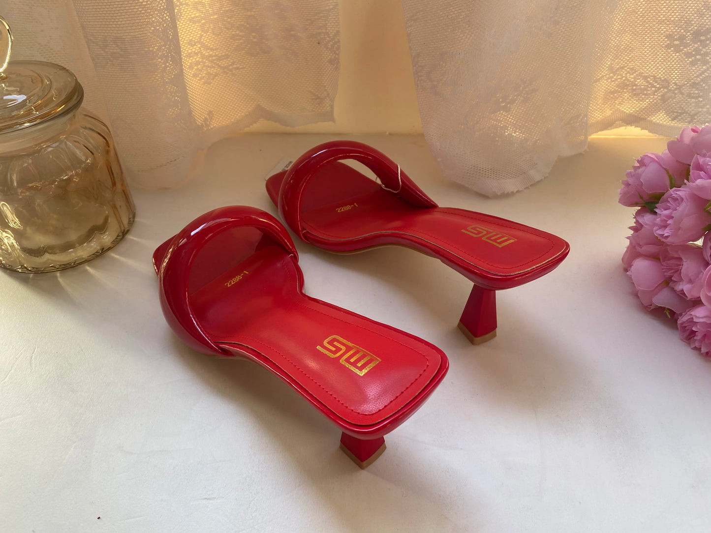 Black Red High Heel Slippers Women Open Toe Slingback Sandals Female Pumps Square Toe Summer Simple Designer Heeled Sandals