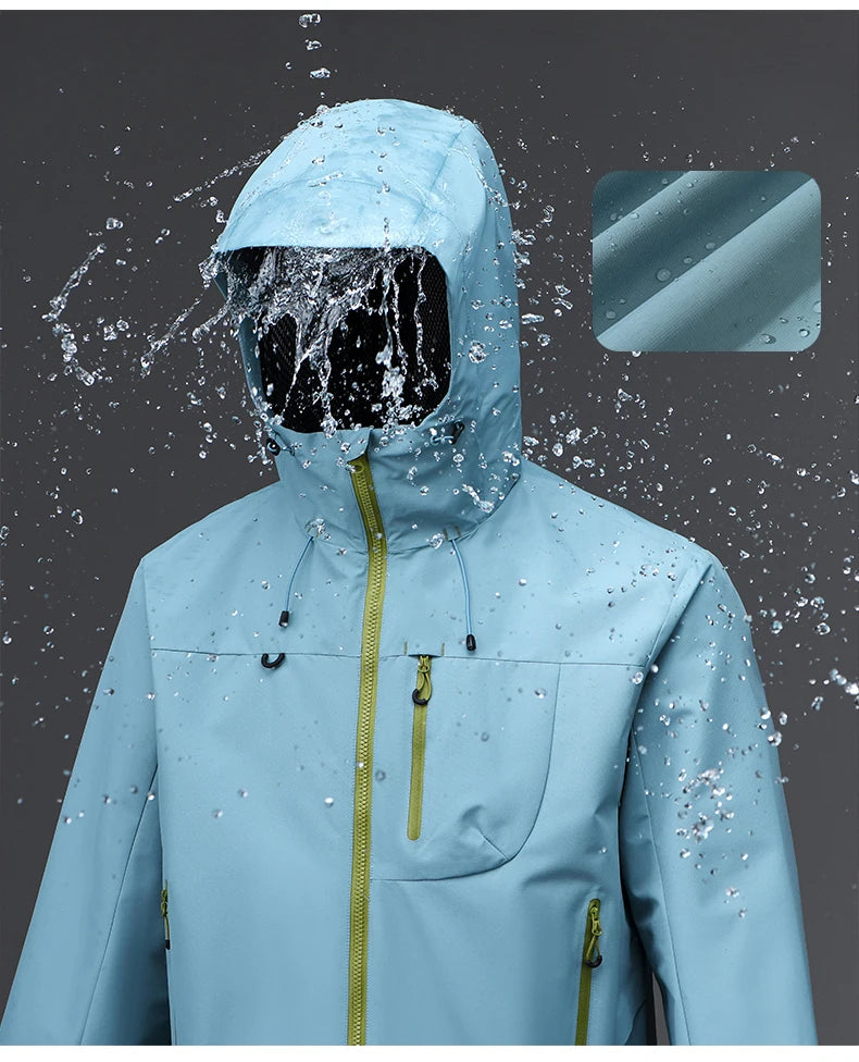 Unisex Hiking Jacket Men and Women Lightweight Waterproof Jacket Hooded Zip Up Camping Coats Thin Windbreaker Jacket Outerwear