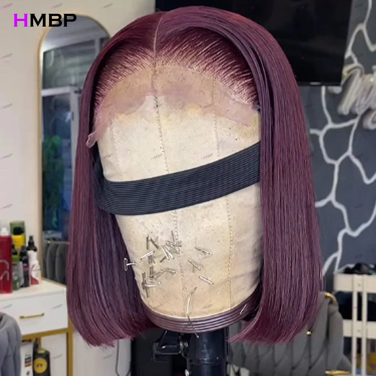 Straight Bob Wig Purple Color Super Double Drawn 13x4/13x6 HD Glueless Lace Frontal Wig Human Hair Ready To Wear Closure Wig