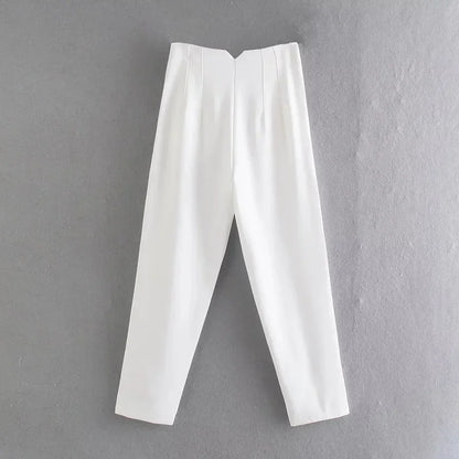 HXAO Fashion Office Wear High waist Pants for Women Formal Pants Office outfits Pencil Trousers Black Pink White Ladies Pants