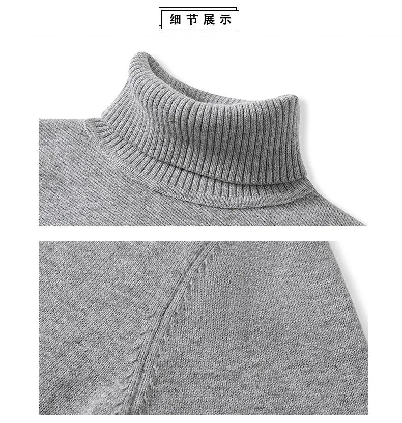 2025 Autumn Winter Children's Cotton Sweater Full Sleeve Turtleneck Knitwear Baby Boys Girls Clothing Warm Soft Jumper Pullovers