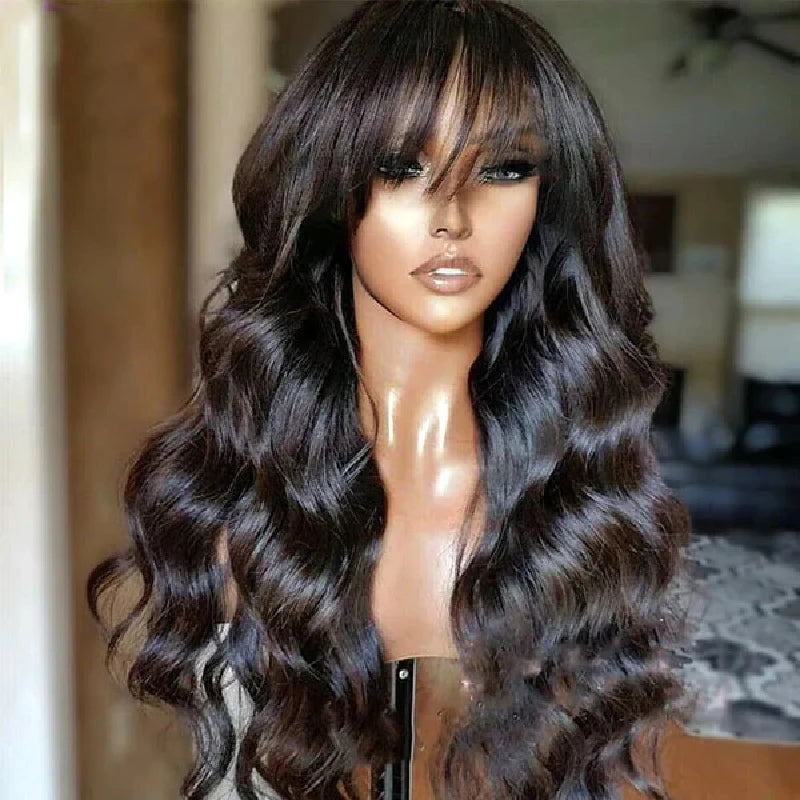 360 Full Lace Frontal Wig Fringe Body Wave Lace Front Wig Human Hair Wigs With Bangs Glueless Brazilian Wigs On Sale Clearance