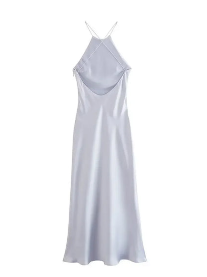 2023 Summer New Women's Dress Tanksilk-satin Feeling Sleeveless Dress 9588 Western Style Fashion
