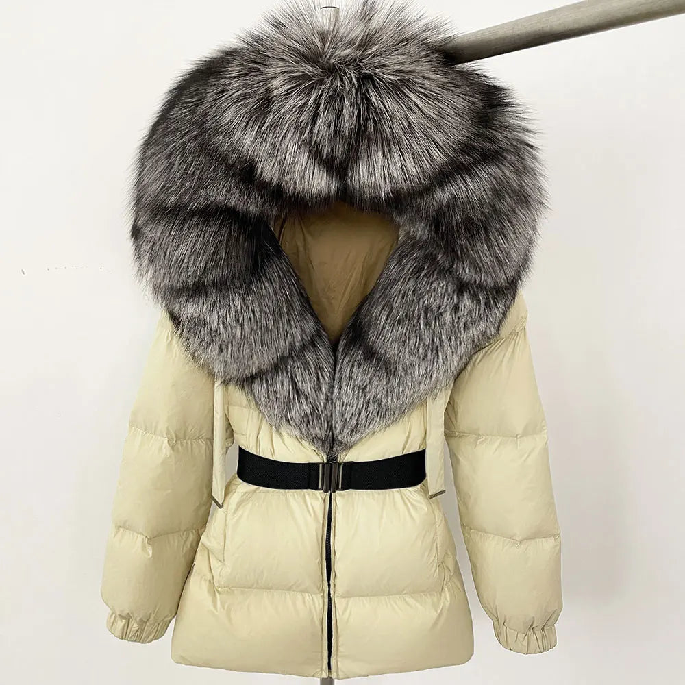 OFTBUY Winter Clothing Puffer Jacket Women Real Fox Fur Hooded Thick Warm 90% White Duck Down Coat Female Parkas Waterproof