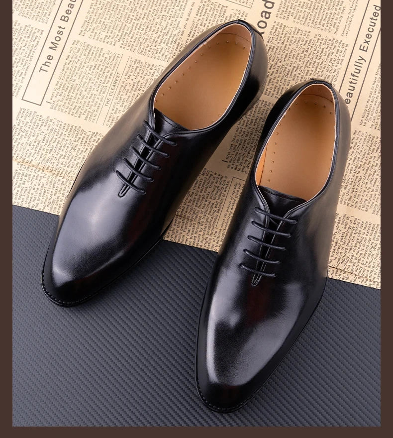 Successful Men's Leather Shoes High Quality Handmade Oxford Casual Business Office Work Shoes For Gentalman Lace Up Comfortable
