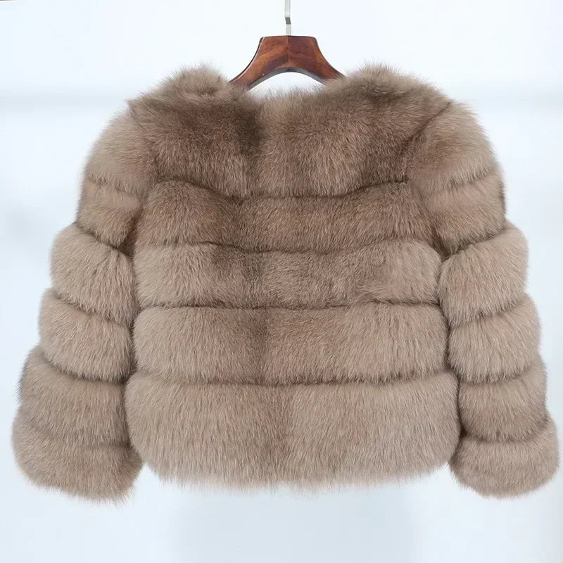 Real Fox Fur Coat Winter Jacket Women O-neck Thick Fashion 2025 & 2026 Natural Fox Fur Raccoon Outerwear Warm Luxury Female Plus Size