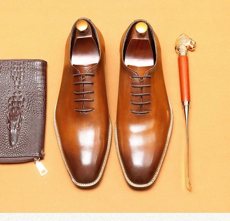 Italian Men's Formal Shoes Luxury Genuine Leather Handmade Quality Comfortable Elegant Black Wedding Social Oxfords Shoes Man