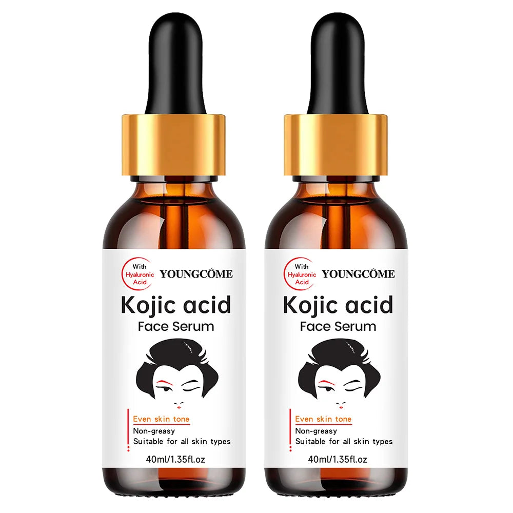 2PCS YOUNGCOME Kojic Acid Face Serum - Brightening Anti-Aging Treatment, Evens Skin ToneFades Dark Spots, Skin Essence Shrink.