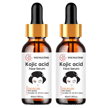 2PCS YOUNGCOME Kojic Acid Face Serum - Brightening Anti-Aging Treatment, Evens Skin ToneFades Dark Spots, Skin Essence Shrink.