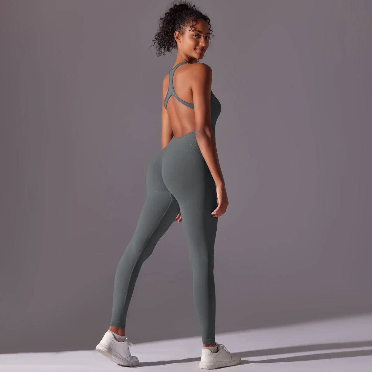 Sexy Back V Jumpsuit Gym Set Women Training Yoga Suit Sportswear Women Sports Jumpsuit Fitness Rompers Stretch Workout Bodysuits