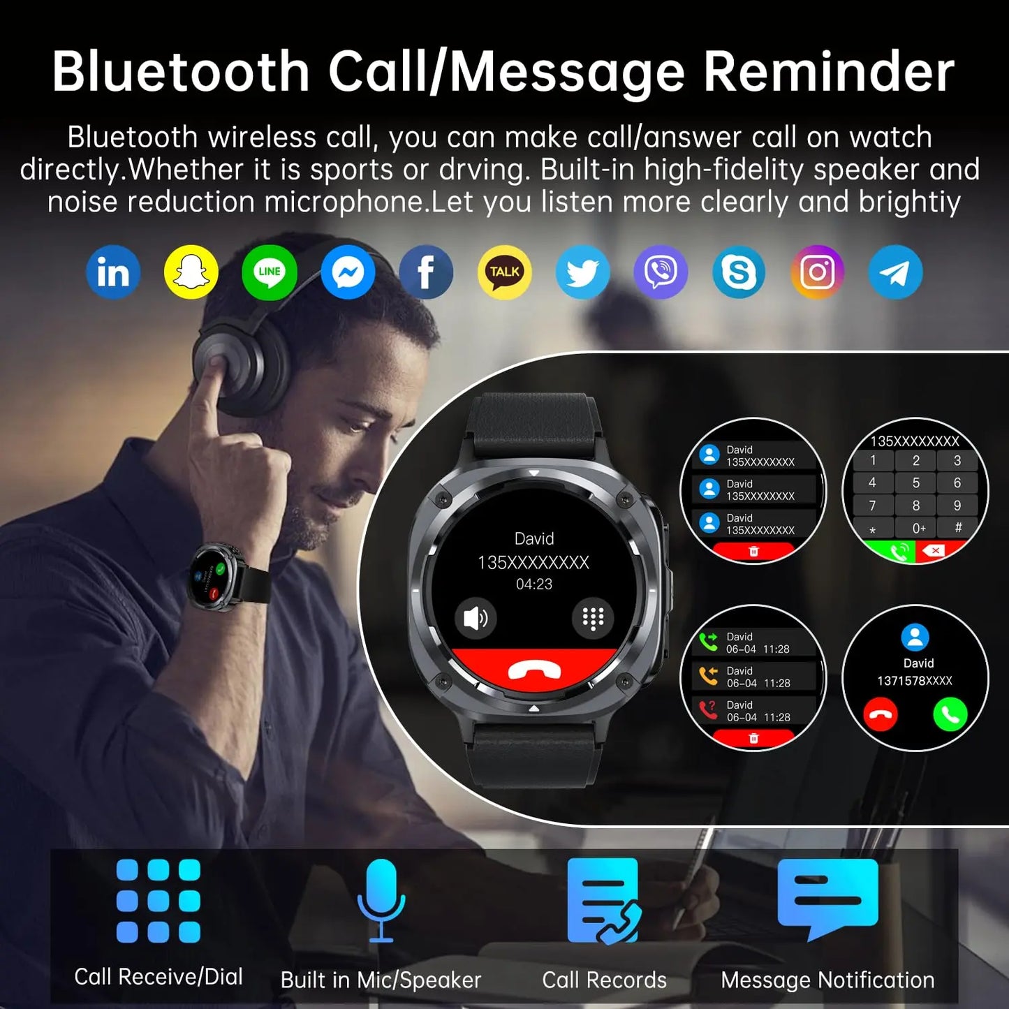 2025 New Watch 7 Ultra Men Smart Watch GPS Heart Rate Blood Oxygen Monitoring AMOLED Voice Call IPX8 LED Flashlight Smartwatch