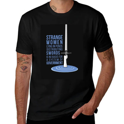 Strange Women Lying in Ponds Distributing Swords - Monty Python Baseball ? Sleeve T-Shirt cotton t shirt man T-Shirt