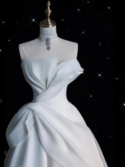 European and American Strapless Light Wedding Dress 2025summer New Bride Simple White Gauze Dress Welcome Gauze Fairy Atmosphere