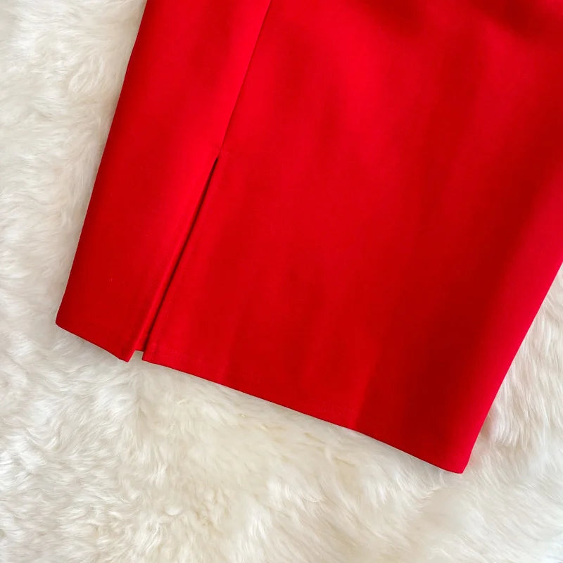 Women's Skirt Solid High Waist Work Pencil Skirt 2026 New Fashion Ladies Slim Fit Split Office OL Skirt Grey Red Black Skirts
