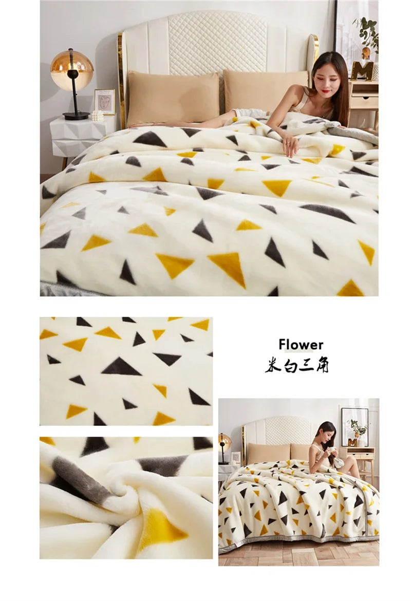 New Warm Weighted Blankets for Beds High End Thicken Warmth Raschel Blanket for Winter Autumn Double Side Plush Comforter Quilt
