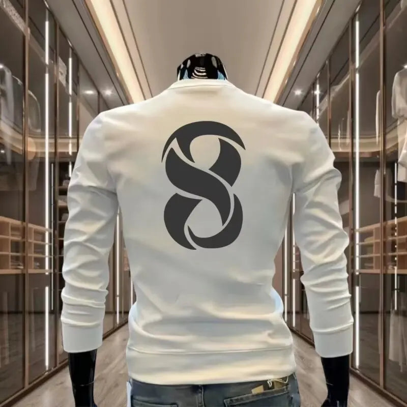 Autumn Men's Cotton Sweatshirt Korean Cool O-neck Long Sleeve Top High Quality Harajuku High Street Men Clothing Streetwear Men