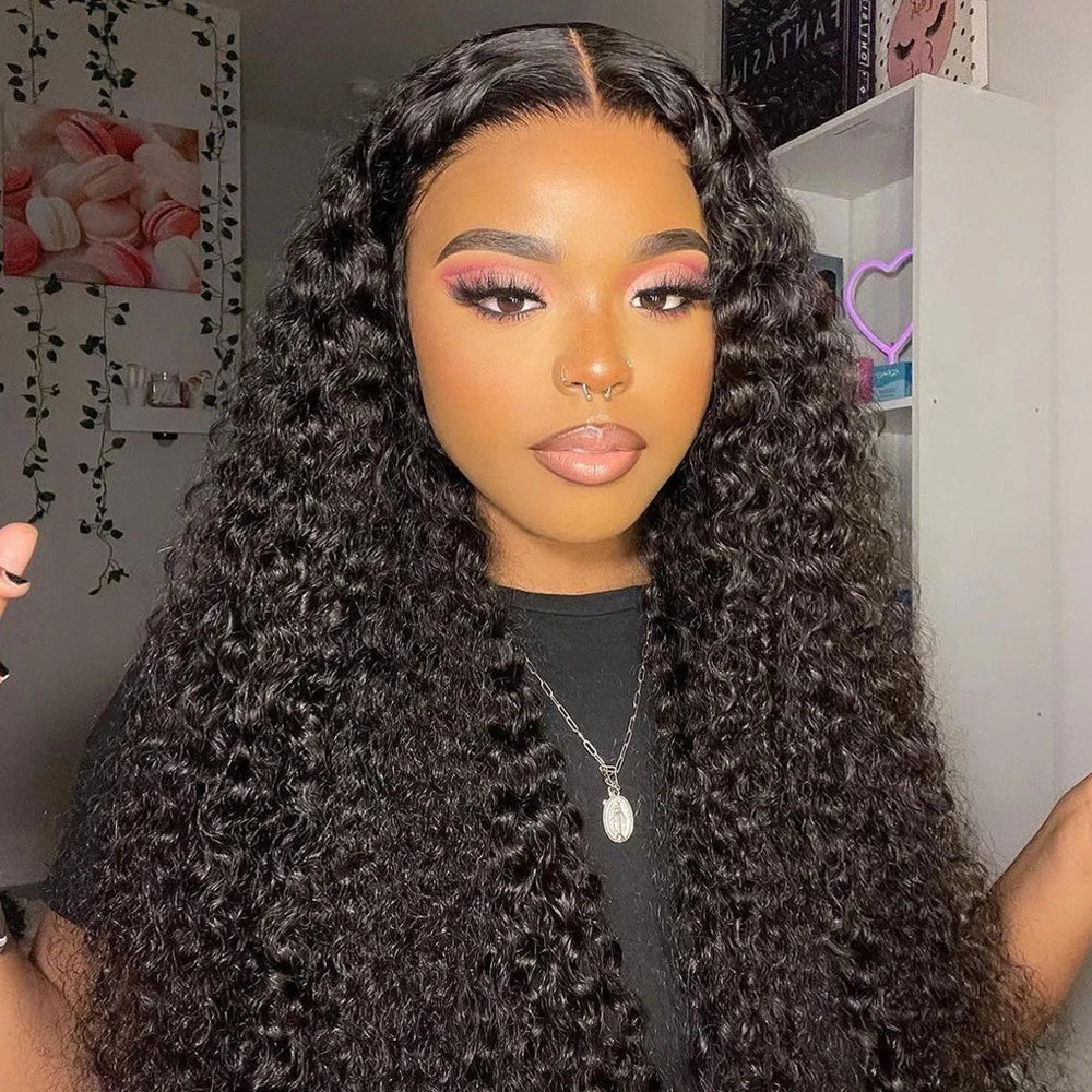 CEXXY 300% High Density Deep Wave 13x6 HD Lace Frontal Wig Brazilian Curly Water Wave Lace Frontal Wigs 36 Inches For Women