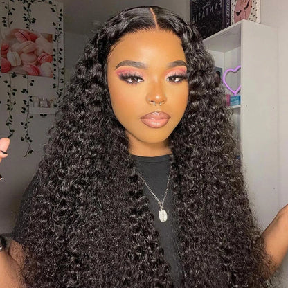 CEXXY 300% High Density Deep Wave 13x6 HD Lace Frontal Wig Brazilian Curly Water Wave Lace Frontal Wigs 36 Inches For Women