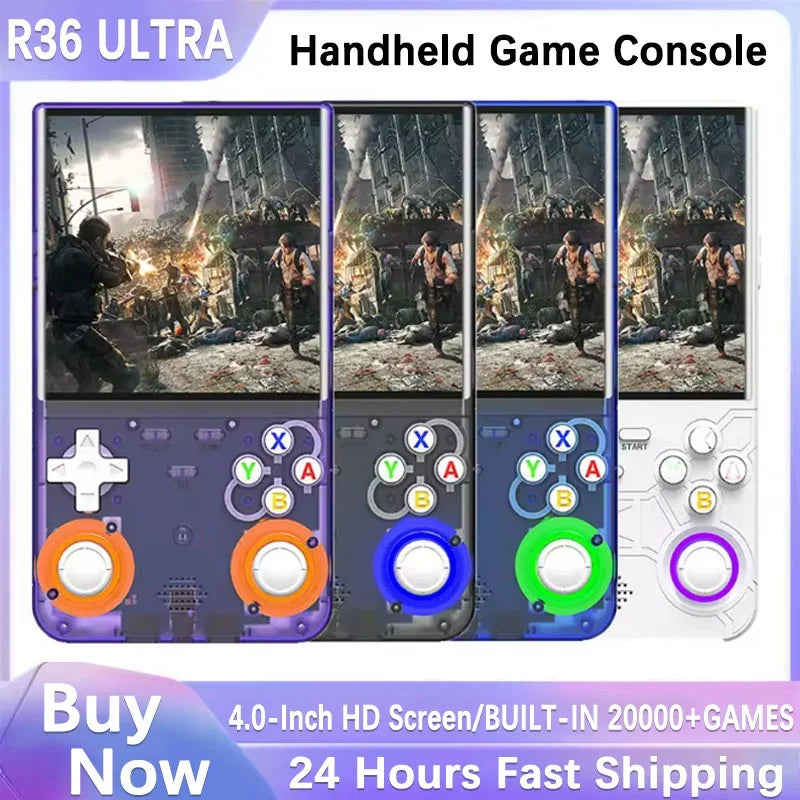R36 Ultra Console Handheld Game Players 4 Inch Screen Open Source Console Retro Pocket Video Player 128G 20000+ Games