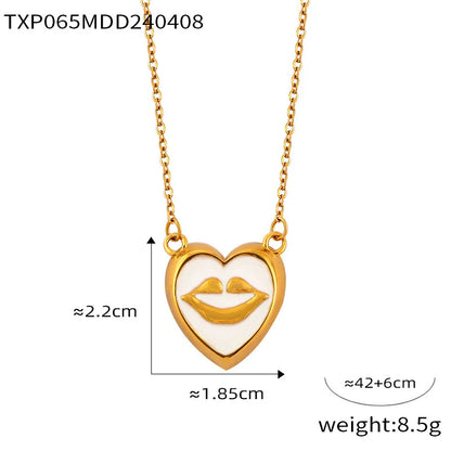 ins Unique Personality Sexy Jewelry Weighted Color Glaze Heart Lip Pendant Titanium Steel Jewelry Set for Women
